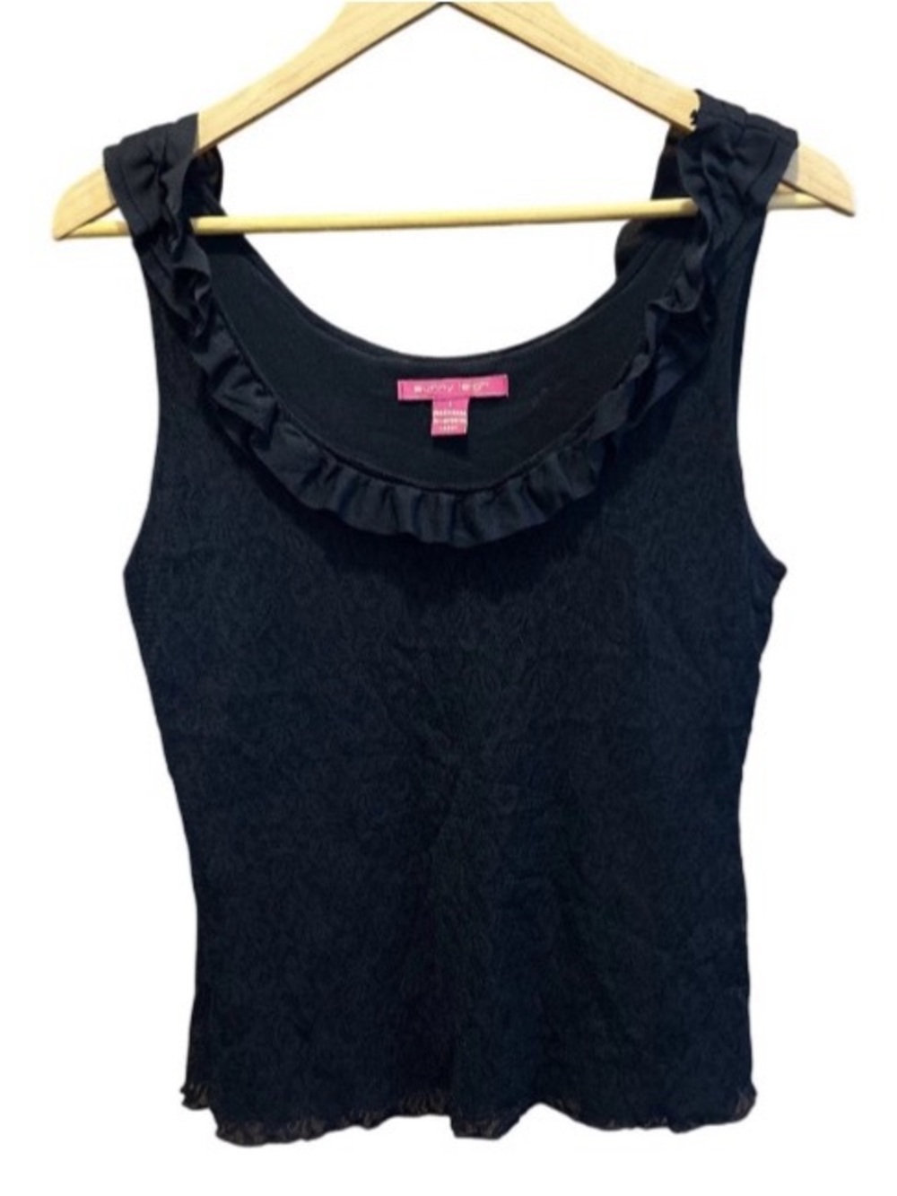 Black Lace Sleeveless Blouse Whimsigoth Ruffle Witchy Gothic Boho Romantic Large